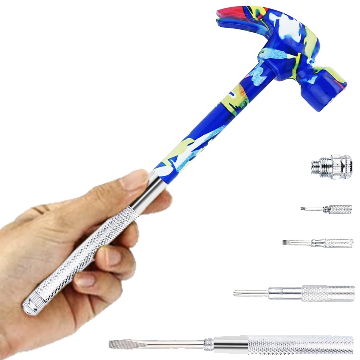 6 in 1 Metal Hammer & Screwdriver, Multitool Camping Hammer Set